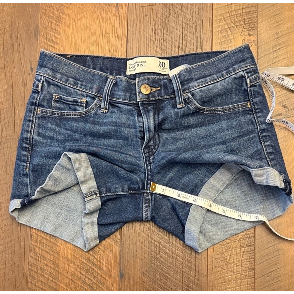 Abercrombie & Fitch Womens Low Rise Denim Shorts Cuffed Blue Y2K RN75654 Size 00 - Picture 5 of 7
